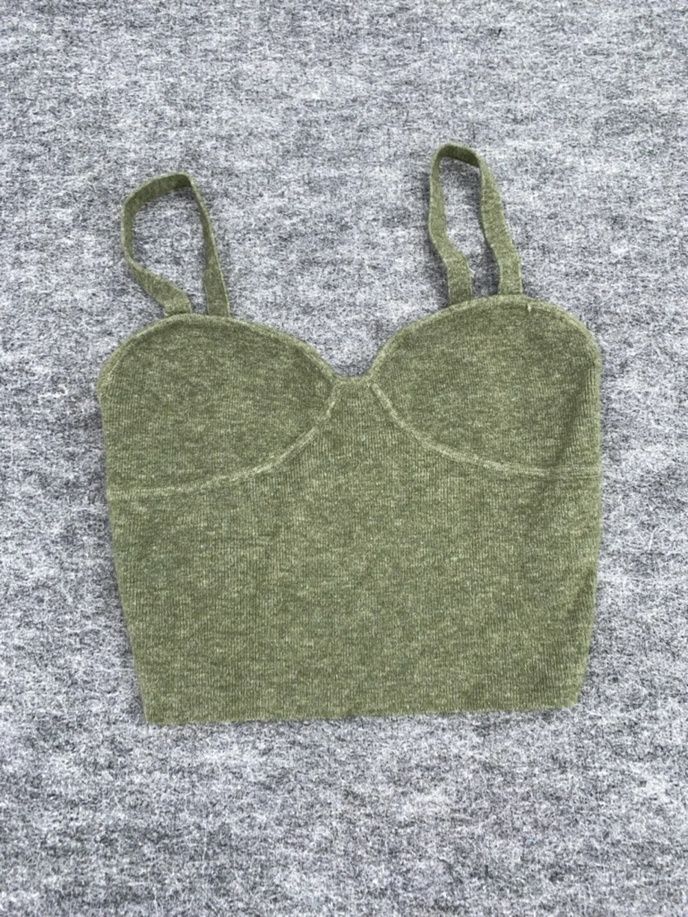 Wilfred Women’s Sicily Sweater Olive Green Knit Bustier Crop Top Size Small - Picture 3 of 6